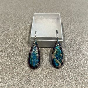 New - Healing Teardrop earrings- purple and aqua, mixed colors